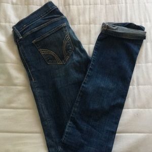 Light wear, light wash low rise jeans.